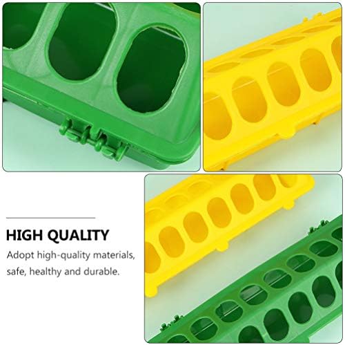 Yardwe 3pcs Chicken Feeder Trough Plastic Flip-Top Poultry Feeder Bird Food Dispenser Storage Slot Container Pigeon Quail Chick Supplies (Random Color)