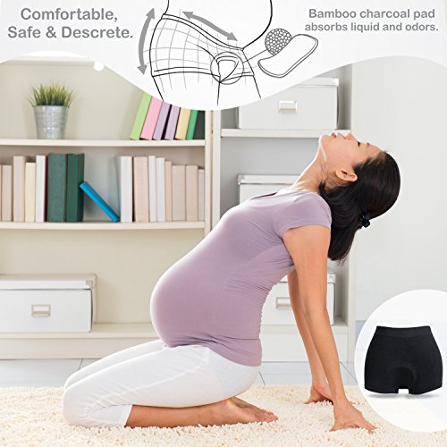 Incontinence Underwear Womens Active Brief(Black) With Super-Absorbent (14 Oz) White Bamboo Charcoal Pad(Small) #TOP3