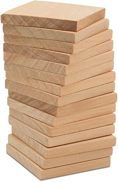 Wood Tiles, 1-1/2 x 1-1/2 Inch, Pack of 25 Blank Wood Squares for Crafts, Wood Burning, Laser Engraving, and DIY, by Woodpeckers