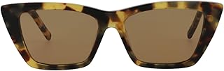 Saint Laurent Women's Cat Eye Sunglasses, Havana Tortoise Acetate Frame, Brown Lenses, Luxury Designer Eyewear, UV Protection, Made in Italy