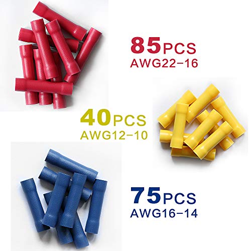 Elecfun EF-U1005A 200 Pcs Butt Splice Crimp Connectors Kit, 10-22 Awg Wire Crimps Connector Red Blue Yellow Terminal Kits thumb #4