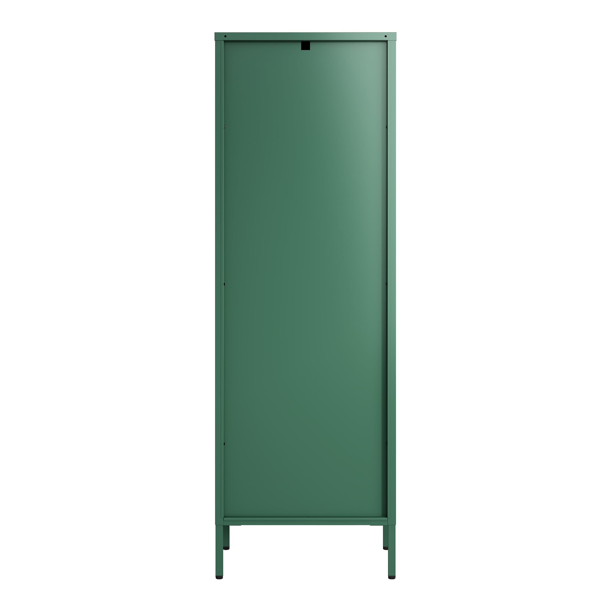 [en.casa] Vitrinenschrank Säkylä Bücherschrank mit 4 Ablagen 150 x 50 x 35 cm Küchenschrank mit 1 Tür Mehrzweckschrank Vitrine Metallschrank Tannengrün