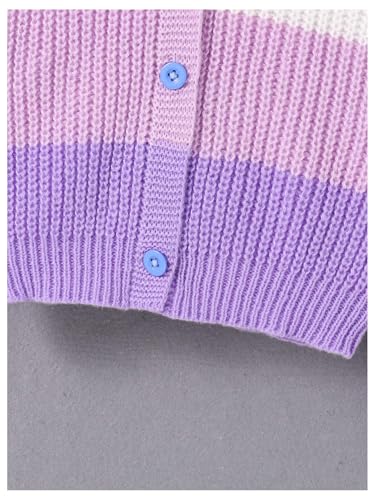 Verdusa Girl's Colorblock Button Front Cardigan Sweaters Y2K Knit Outerwear4