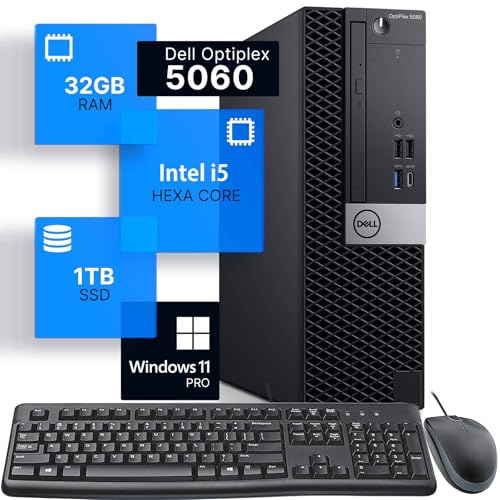 Image of Dell OptiPlex 5060 SFF Small Form Desktop Computer PC, Intel 6-Core i5-8500 @ 3.10 GHz, 32GB DDR4 RAM, 1TB SSD, 4K Support, VGA, DisplayPort, BT, WiFi, Windows 11 Pro (Renewed)