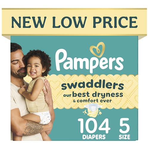 Image of Pampers Swaddlers Diapers, Size 5 (20-37 lbs), 104 Count, Hypoallergenic, Absorbent, Keeps Baby Dry and Comfortable, Skin Safe Disposable Baby Diaper