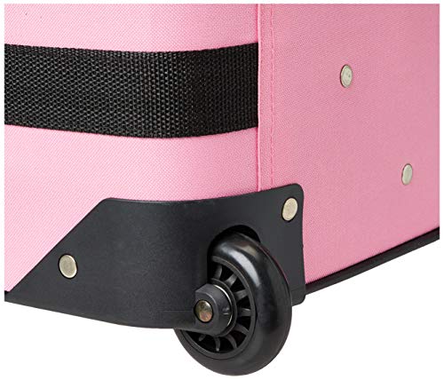 Image of Rockland Fashion Softside 4 Piece Luggage Set, Expandable, (14 inch Tote /19 inch /24 inch /28 inch), Pink Cross
