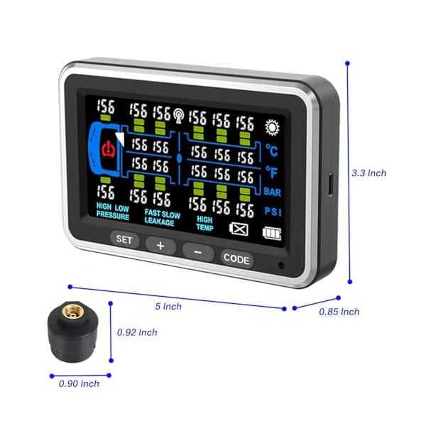 Truck Tire Pressure Monitoring System 13Bar/0-199PSI with 18 sensors 4.5 inch Color Display tpms for RV/Trailer 6 Alert Modes for Heavy Trucks and Long Body Vehicles - Image 8