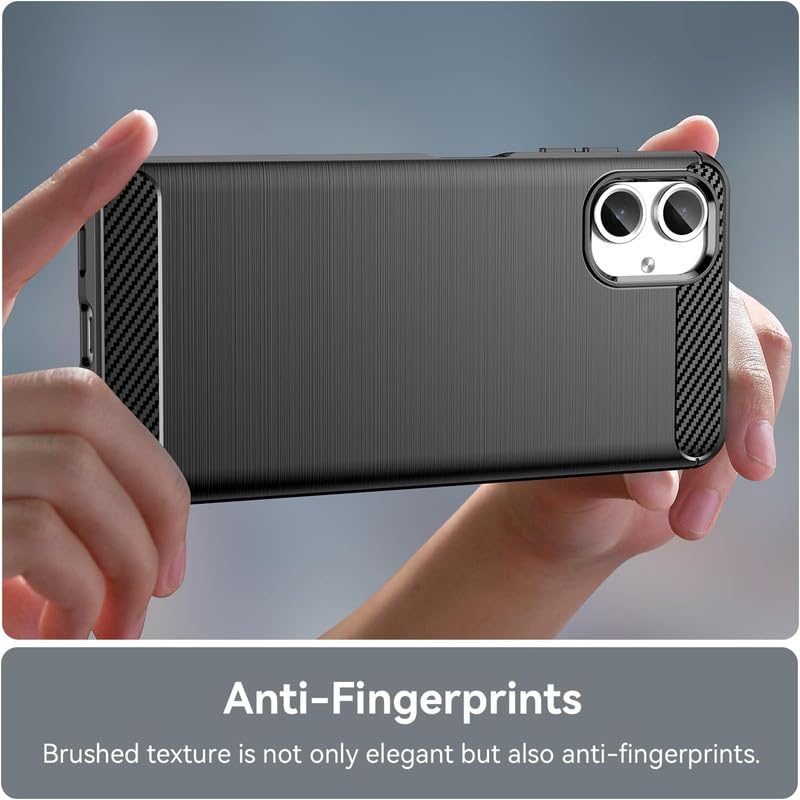 Image of NPRC Hybrid Ultra Slim Protective Case TPU Non-Slip Carbon Fiber Texture Shockproof Case Cover for Samsung Galaxy A06 - Black