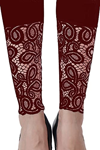 Image of Women's Soft & Stretchable Cotton Leggings Lace Ankle Length Color