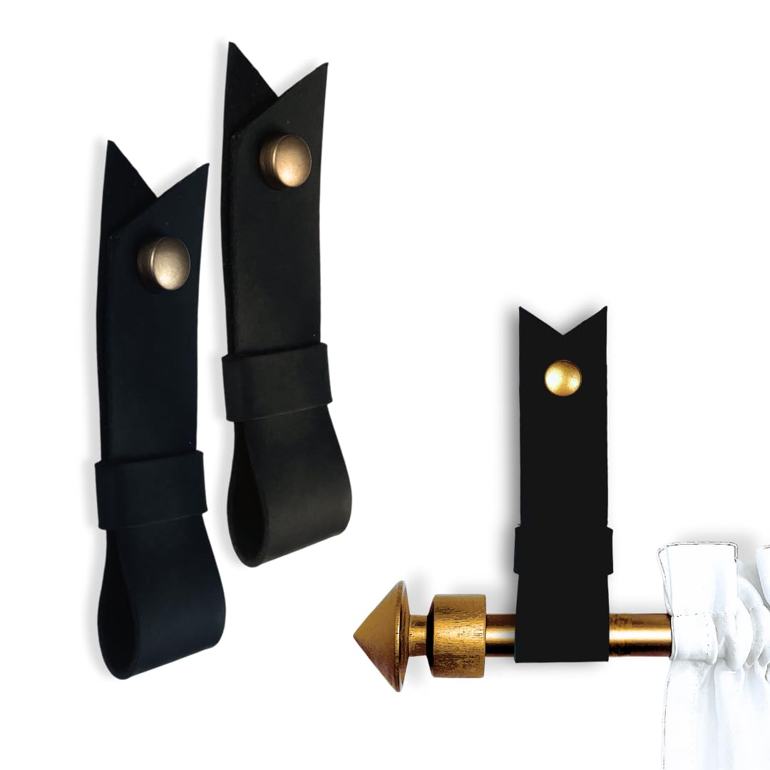 Leather Curtain Rod Brackets - Minimalist Design -16 Leather Curtain Rod Brackets - Minimalist Design -16