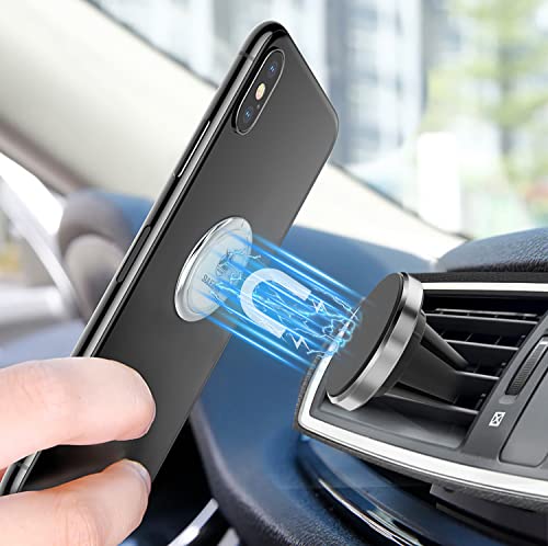 Phone Ring Holder For Hand 360° Rotation Metal Phone Grip With Magnetic Phone Car Mount Holder Car Air Vent Magnetic Mount Car Phone Holder For Iphone 11 Pro Xs Max Xr X 8 All Smartphone (Silver-2) #TOP1