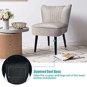 Giantex Set of 2 Velvet Accent Chair, Upholstered Modern Leisure Club Chairs w/Wood Legs, Thick Sponge Seat, Adjustable… 514SYJbG9pL. SS280