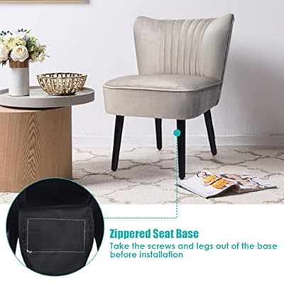 Giantex Set of 2 Velvet Accent Chair, Upholstered Modern Leisure Club Chairs w/Wood Legs, Thick Sponge Seat, Adjustable… 514SYJbG9pL. SS400