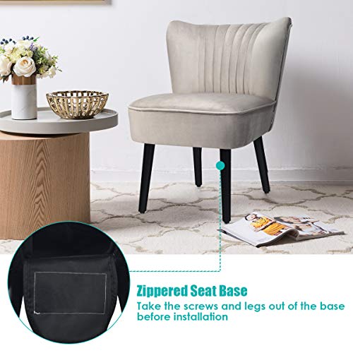 Giantex-Set-of-2-Velvet-Accent-Chair-Upholstered-Modern-Leisure-Club-Chairs-wWood-Legs-Thick-Sponge-Seat-Adjustable-Foot-Pads-Armless-Wingback-Chairs-for-Bedroom-Living-Room-2-Light-Grey 514SYJbG9pL