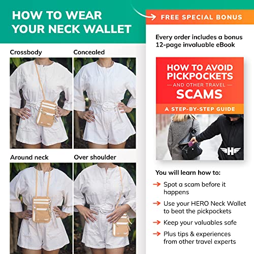 HERO Neck Wallet - RFID Blocking Passport Holder, Easy to Conceal and Pouch
