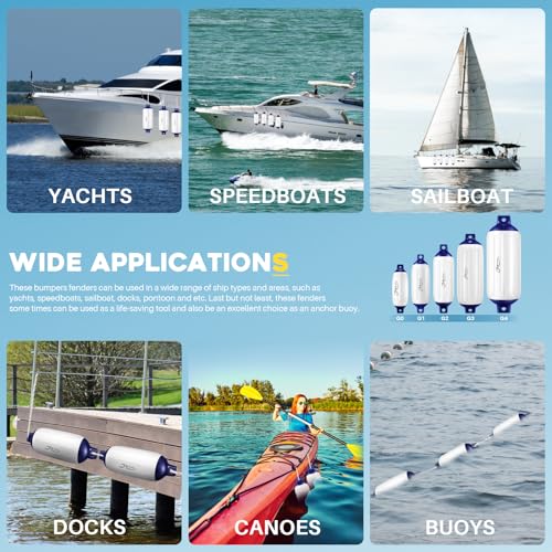 Garde-boue de bateau robuste 22x69 cm | Kit d'amarrage durable - 7
