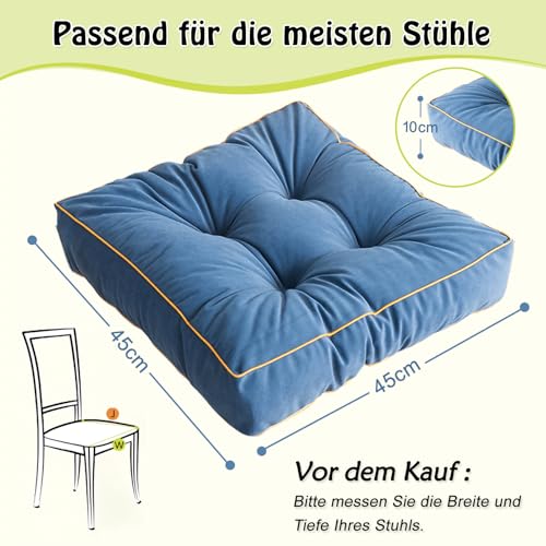 ZF YLYH 2er Set Stuhlkissen Dicke Weiche Sitzkissen: 45 x 45cm Bodenkissen Indoor Outdoor Cozy Sitzpolster Dekorative Stuhlauflage für Zuhause Büro Garten Küche Esszimmer (Hellgrau, 45 * 45 * 10cm)