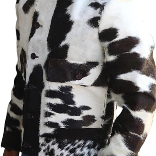 Men's Genuine Cowhide Leather Jacket Natural Hair-On Cow Skin Fashion Coat" By Reclaimed Vintage 5