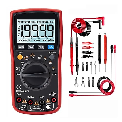 Multimètre Numérique 19999 Compte DELURA True Rms Testeur Transistor Capacité Rouge