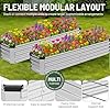Bujijun 2 Pack 8x2x1FT Galvanized Metal Raised Garden Bed Kit for Vegetables, Herbs, Open-Bottom Large Capacity Outdoor Planter Box Gardening Stakes, Silver #1