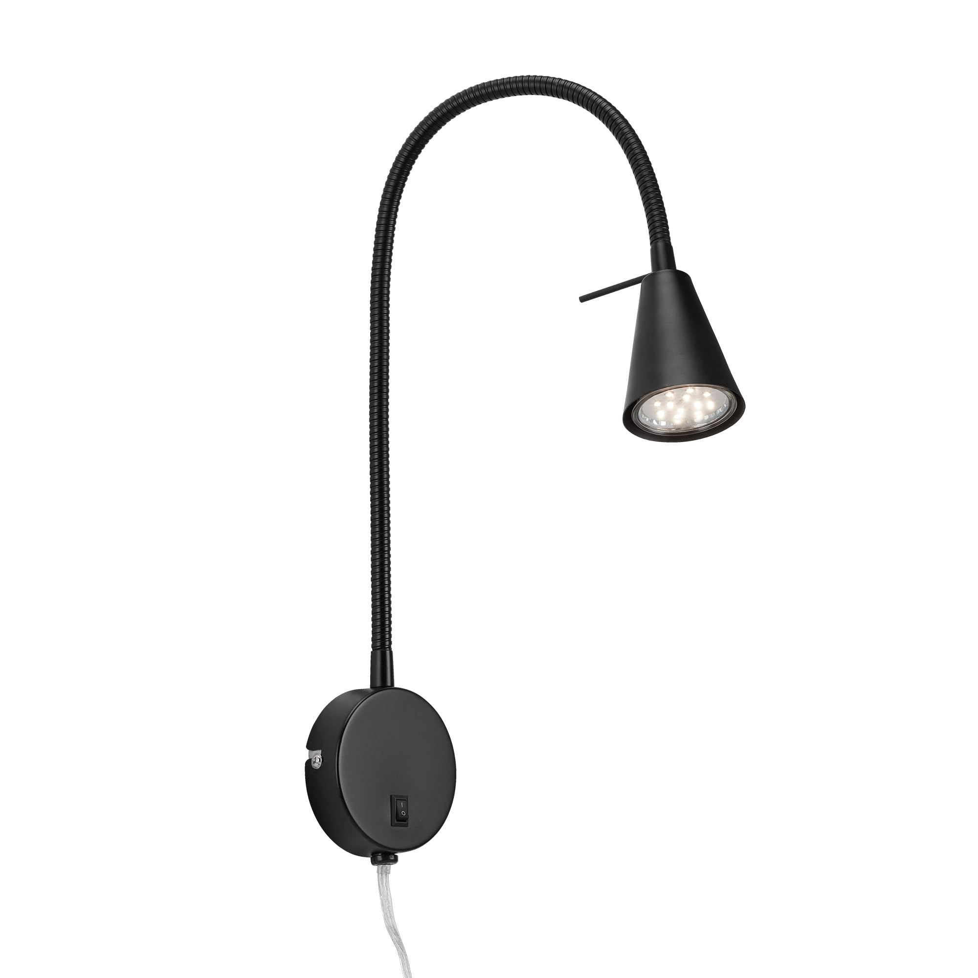 Briloner Leuchten lampa LED do łóżka Flexarm, w zestawie włącznik/wyłącznik, 4 W, 400 lumenów, 3000 kelwinów, metalowa, czarna, 4 W