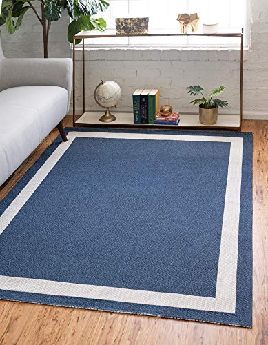 Rugs.com Georgia Collection Rug – 5' x 8' Navy Blue Flatweave Rug Perfect for Living Rooms, Large Dining Rooms, Open Floorplans