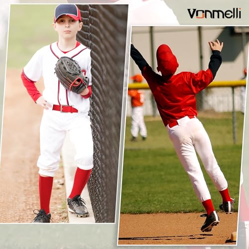 Image of VONMELLI Youth Baseball Belt and Socks Combo, Elastic Softball Belts and Socks for Boys and Adult (2 Pairs of Socks & 1 Belt)