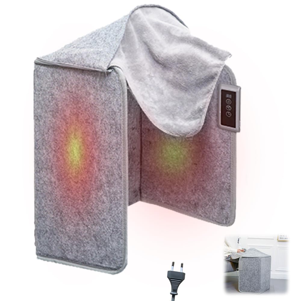 50 x 100 cm Panneau Chauffant Infrarouge, Chauffage de Bureau Pliable, Chauffage D'appoint Portable Pliable avec 5 Niveaux de Chaleur, Jusqu'à 68℃, Réglage de la Durée à 6 Vitesses