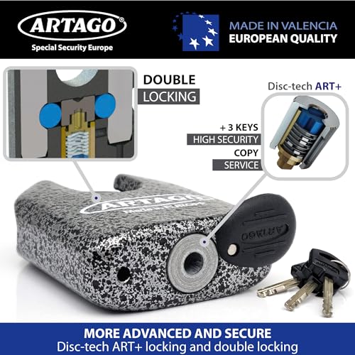 Artago 68T150 Catena Moto Antifurto Pesante Ad Alta Sicurezza, Omologata Sold Secure, ø15 150Cm, Bunker Selection, Lucchetto Monoblok In Acciaio Forgiato, Catena Cementata Antifurto Per Moto Scooter - 4