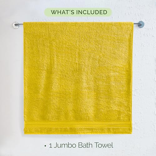 Image of Elegant Comfort Three Line Popcorn Towel Set for Bathroom 35 x 70 inches, Premium Hotel Quality 1-Pack Jumbo Towels, 100% Turkish Cotton, Soft and Durable, Quick Dry and Highly Absorbent, Yellow