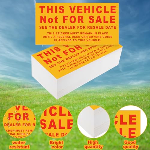 Image of Sayglossy Car Dealership Supplies This Vehicle Not for Sale Stickers Car Dealer Yellow and Red Lettering Decal Adhesive Compliance Sticker for Vehicle Window, 6 x 3 Inches (1000 Pcs)