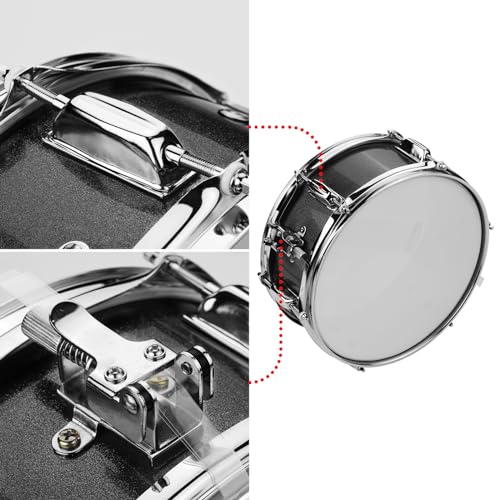 Sunydog 12inch Snare Drum with Drumsticks Shoulder Strap Drum Key, Percussion Instrument for Students Beginners Portable Marching Snare Drum Set (Black) - Thumbnail 2