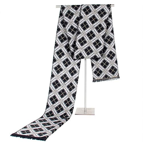 Écharpe d'hiver hommes foulard chaud rayé plaid noir châle wrap doux casual