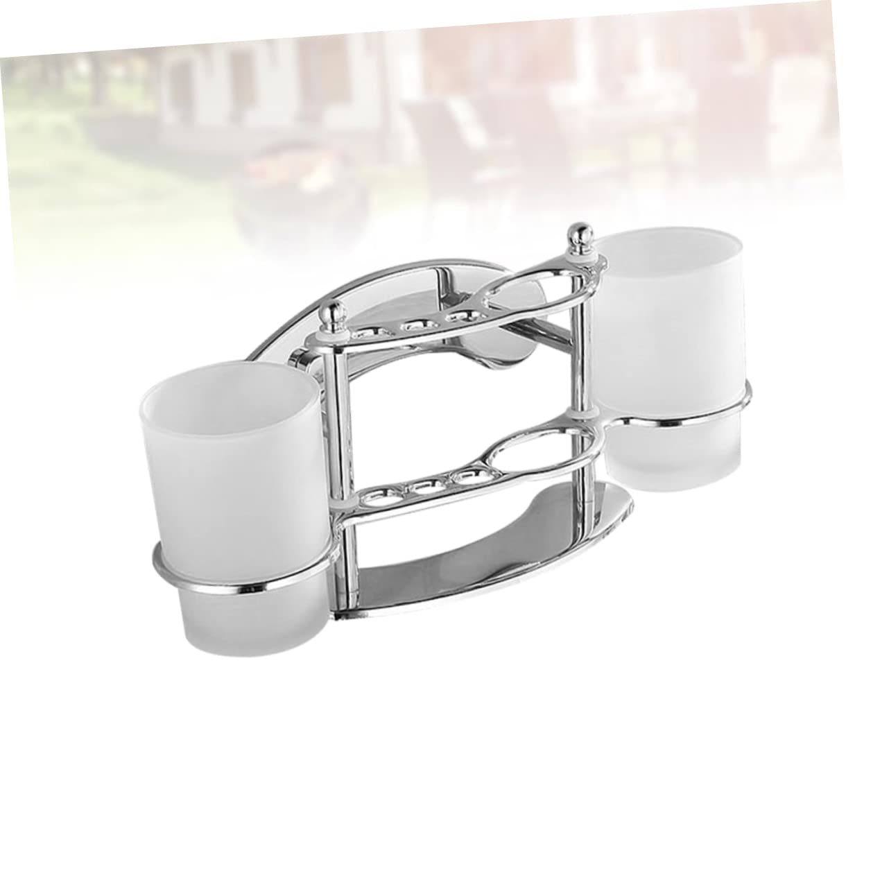 Hohopeti Portacepillos de Dientes Mantiene el Cepillo y Vaso Limpios y Vaso de Vidrio Doble de Acero Inoxidable Montado en Pared para Baño
