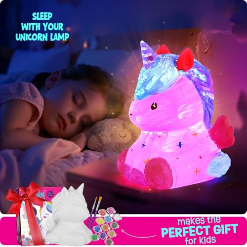 Unicorn Lamp Painting Kit for Kids Ages 6-12 - Arts & Crafts Gift for Boys and Girls