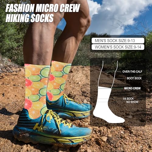 HUSO Hiking, Cycling and Running Socks for Men and Women, Funky Printed Sports Socks 2 Pairs2