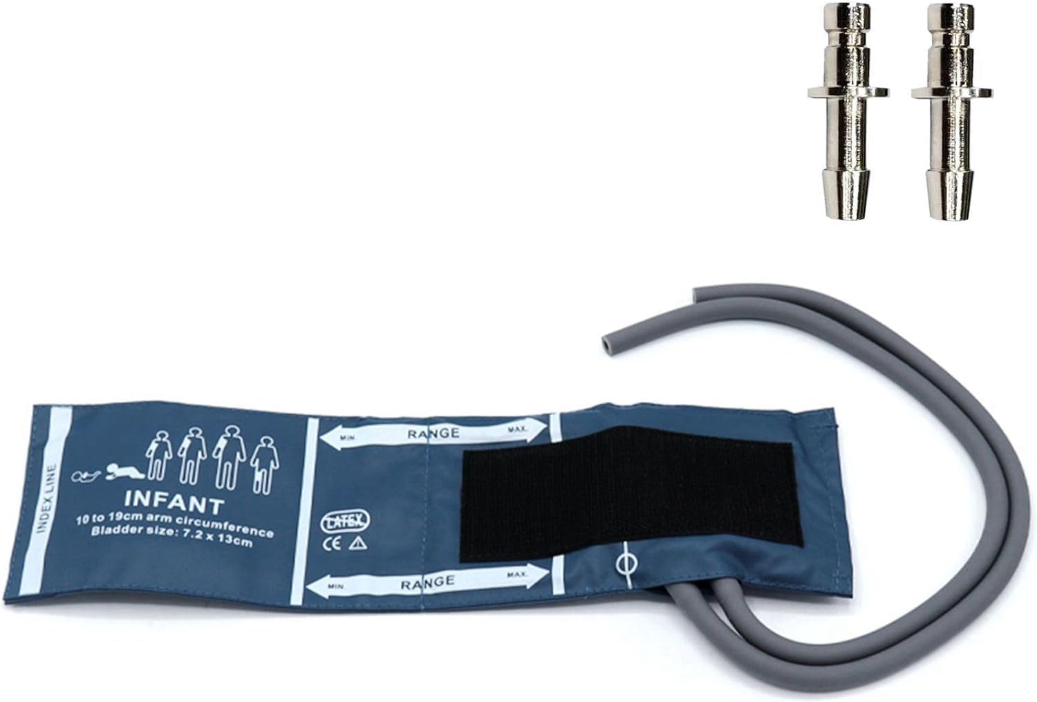 Universal NIBP Cuff with BP12 Connector for Infant, 10-19 cm Reusable Dual Tube PU Replacement BP Cuff with Inner Airbag for Blood Pressure Monitor Machine