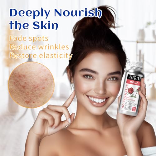 Image of HIQILI 32 Fl Oz Rose Essential Oil, Huge Value Size Undiluted Rose Oil for Face, Skin, Diffuser, Hair