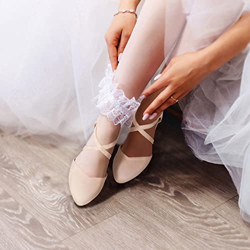 Trary Nude Flats Shoes For Women, Wedding Flats, Nude Flats For Women, Flats For Women Dressy Comfortable, Pointed Toe Dress Flats For Women,Ankle Strap Wide Ballet Flats For Women Wedding-Nude Size 9 #TOP1