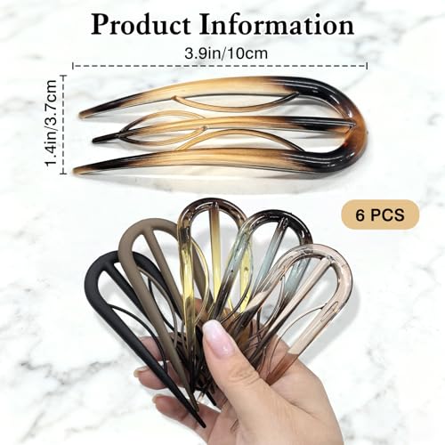Set de 6 pinzas francesas cabello en U multicolor miniatura 4