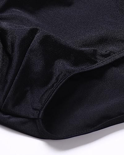 YUZHOU Men's Solid Swim Briefs Low Rise Beach Bikini with Adjustable Drawstring Quick Dry Swimsuit for Men 3-inch Swimwear(2202-Black-M) - Thumbnail 4