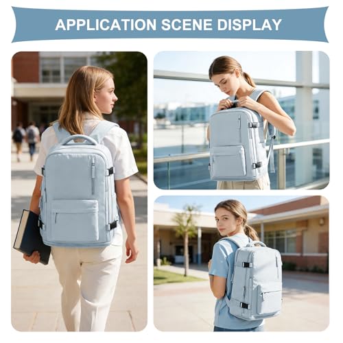 Image of coowoz Travel Backpack For Women Men Airline Approved,Black Carry On Backpack,Large Hiking Laptop College Backpacks Waterproof Outdoor Sports Rucksack Casual Daypack Fit 15.6 Inch Backpacks