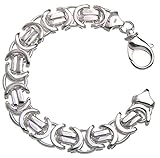 stabiler Karabinerverschluß Flaches Königskette Armband 14mm - massiv 925 Silber, Länge 21cm