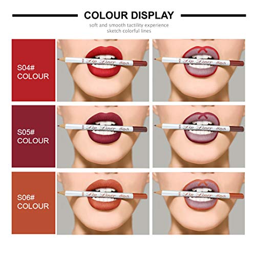 Rejawece Lip Liner Filler Pencil Set, Long Lasting Matte Waterproof Sweat-Proof Lipliner Pen Set With 12 Colors|Color Enhancer, Plumper Pencil |Define Lips For A Fuller Look Perfect #TOP3