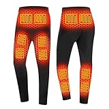 Heated Underwear Pants for Men, Thermal Base Layer Pants 12 Zones Heating Long Johns for Motorcycle Hunting,M Black