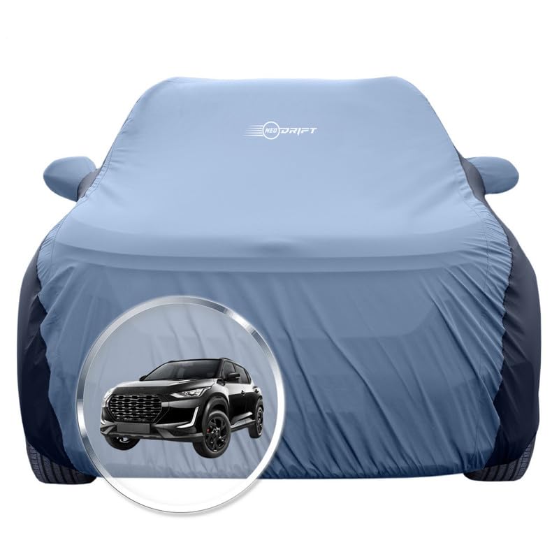 Image of NEODRIFT 'SuperTech' Car Cover for Nissan Magnite (100% Water-Resistant, All Weather Protection, Tailored Fit, Multi-Layered & Breathable Fabric) (Colour: L.Blue+Black)