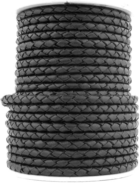 Round Bolo Leather Cord 5.0 MM (Black Natural, 3 Meter)