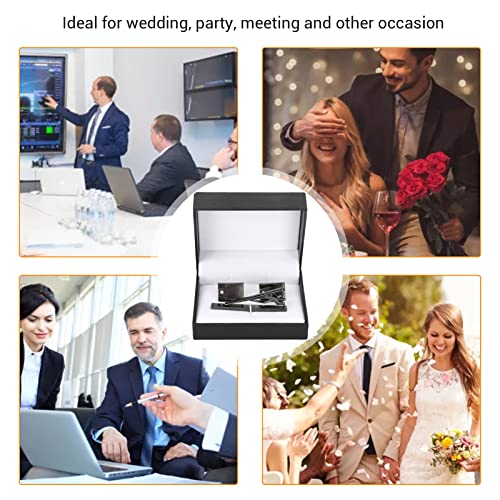 Manchetknopen en stropdasclip in roestvrij staalkleur, stropdasclips niet-vervagend metallic voor feest - Image 5