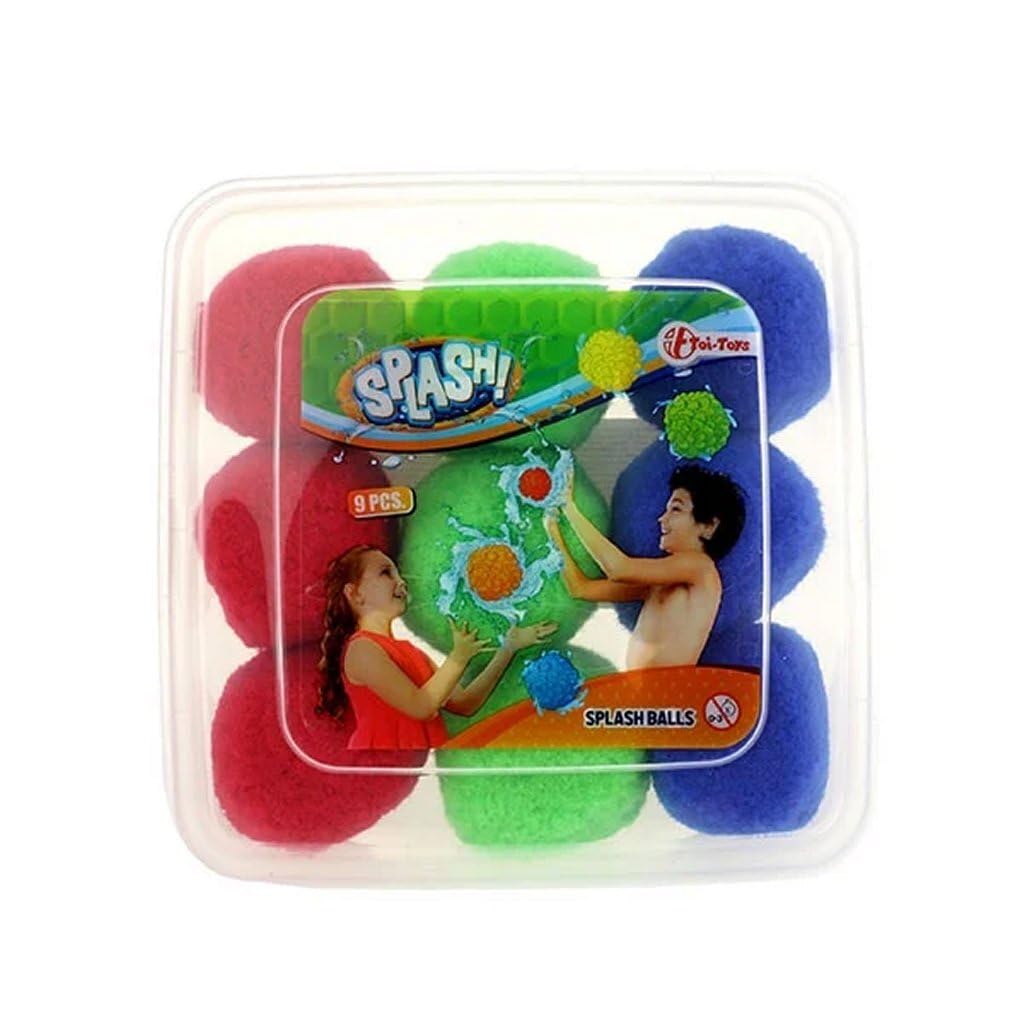 Toi-Toys Reusable Water Bombs Splash - 9 Piece Water Balls Set - Diameter 7 cm - Water Toy Kids Beach Toy Water Ball Water Bomb Water Battle Pool Toy