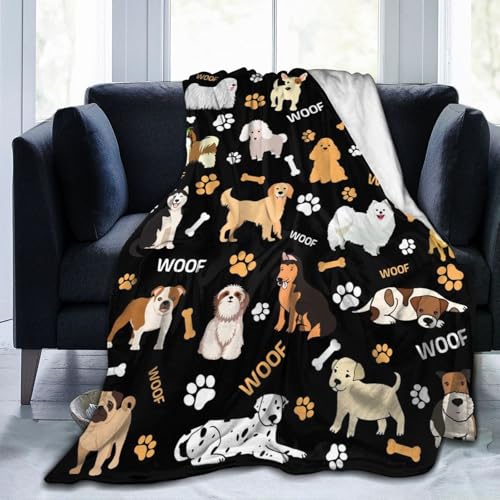 Dog Blanket Puppy Plush Gifts for Girls Women Soft Cozy Flannel Dogs Animal Throw Blanket Bedding Decor Dog Gifts for Dogs Lovers for Kids Adults 50"X40"